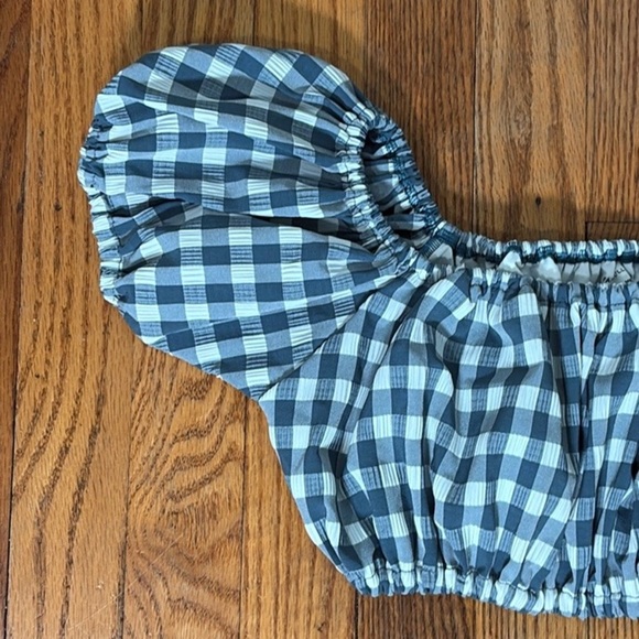 NWOT Faithfull the Brand Corsica Bikini Top Swimsuit‎ Gingham Blue  M - Picture 5 of 6